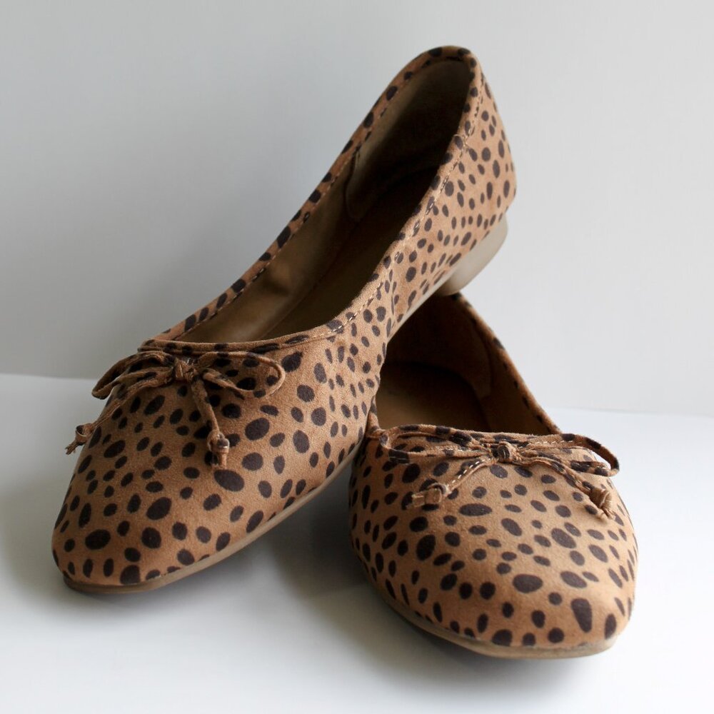 Crown & Ivy 9W Leopard Print Pointed Toe Flats - Wide Width Office Chic
